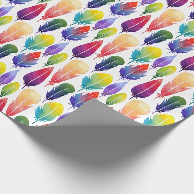 Watercolor feather wrapping paper (Corner)