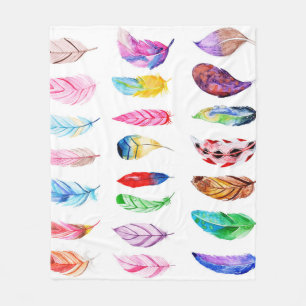 Watercolor Feathers: Beautiful Collection Vintage. Fleece Blanket