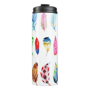 Watercolor Feathers: Beautiful Collection Vintage. Thermal Tumbler