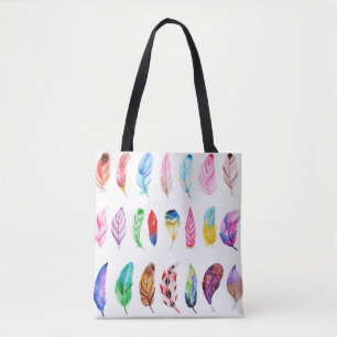 Watercolor Feathers: Beautiful Collection Vintage. Tote Bag
