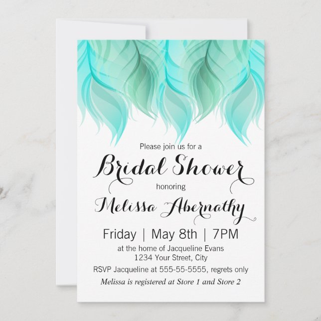 Watercolor Feathers Bridal Shower Invitation (Front)
