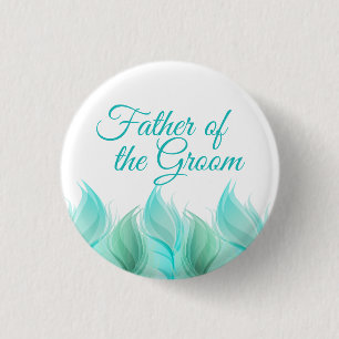 Watercolor Feathers Father of the Groom 3 Cm Round Badge