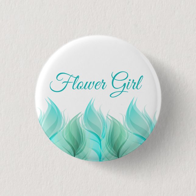 Watercolor Feathers Flower Girl 3 Cm Round Badge (Front)