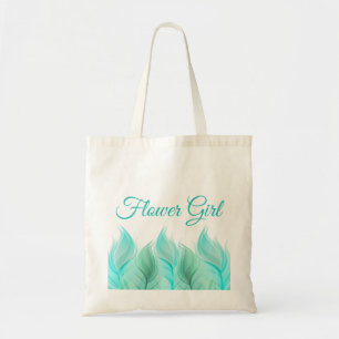 Watercolor Feathers Flower Girl Wedding Tote Bag