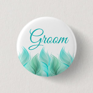 Watercolor Feathers Groom 3 Cm Round Badge