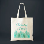 Watercolor Feathers Maid of Honour Wedding Tote Bag<br><div class="desc">This light and airy design features watercolor feathers in cool shades of blue, aqua and green. It coordinates with the "Watercolor Feathers Wedding Collection". Use for wedding favours or as a convenience item at destination weddings. Totes are available in this design for the entire bridal party and are come in...</div>