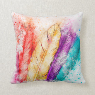 WATERCOLOR FEATHERS PILLOW
