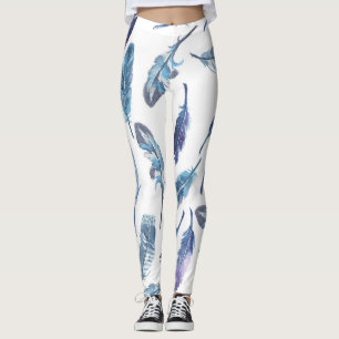 Watercolor feathers: seamless airy pattern. leggings