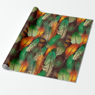 Watercolor Feathers Wrapping Paper