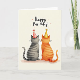 Watercolor Feline Birthday Card