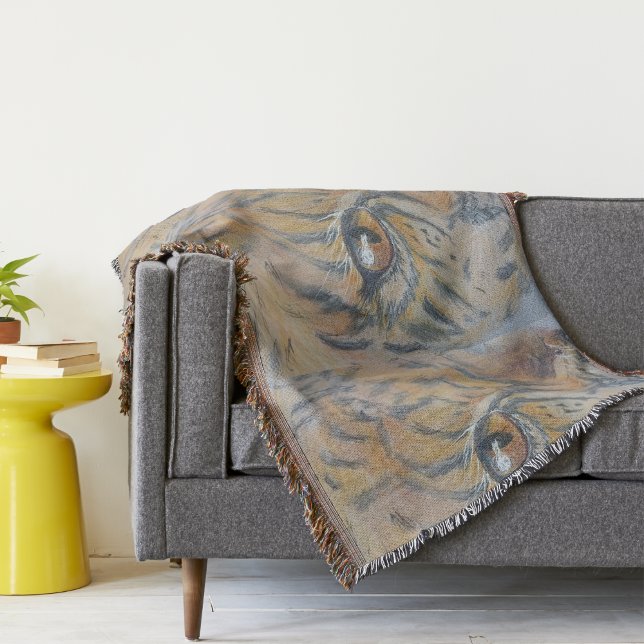 Watercolor feline eyes and muzzles throw blanket (Creator Uploaded)