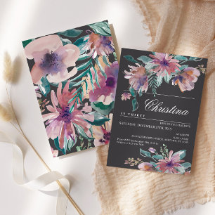 Watercolor Female Invite, Hand painted Floral Boho Invitation