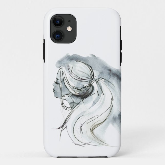Watercolor female portrait, Case-Mate iPhone case (Back)