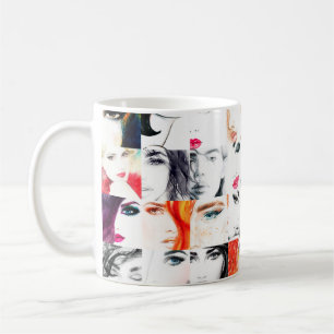Watercolor female portrait pattern coffee mug
