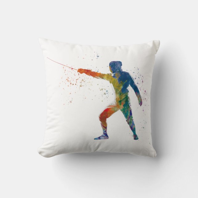 watercolor fencing cushion (Front)
