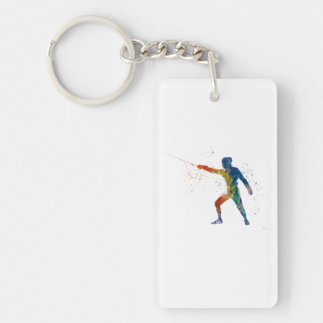 watercolor fencing key ring (Front)