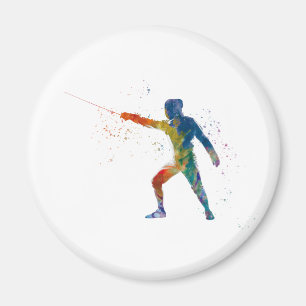 watercolor fencing magnet