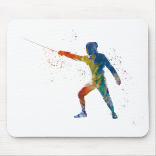 watercolor fencing mouse pad