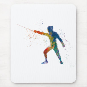 watercolor fencing mouse pad