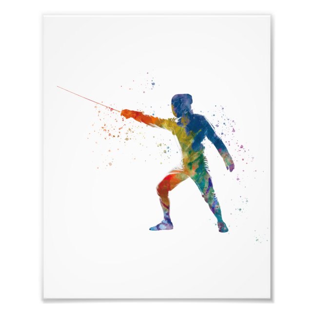 watercolor fencing photo print (Front)