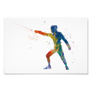 watercolor fencing photo print