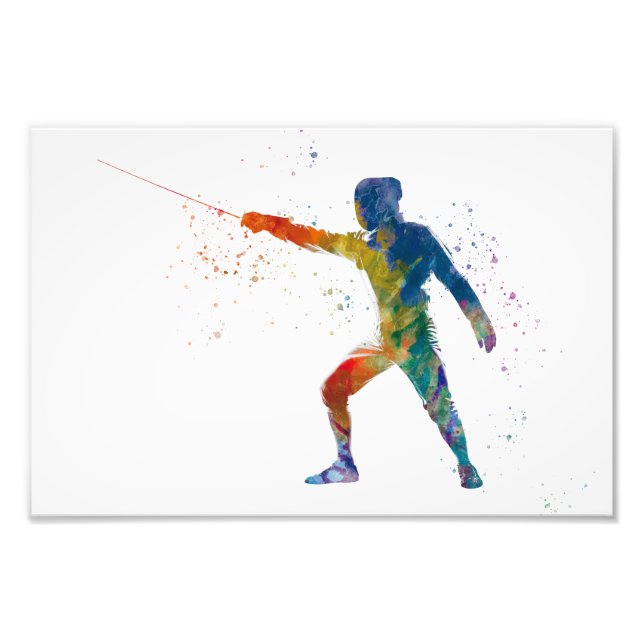 watercolor fencing photo print (Front)