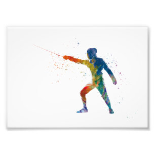 watercolor fencing photo print