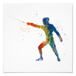 watercolor fencing photo print