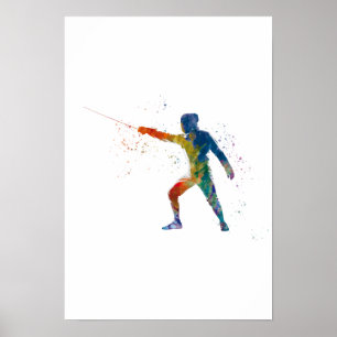 watercolor fencing poster