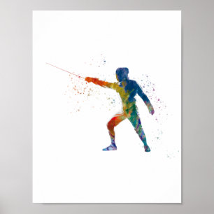 watercolor fencing poster