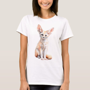 Watercolor Fennec Fox Large Ear Desert Women T-Shirt