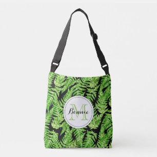 Watercolor fern leaf print pattern tote bag