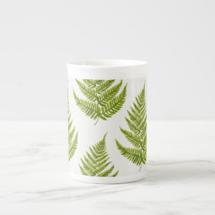 Watercolor Fern Pattern Bone China Mug