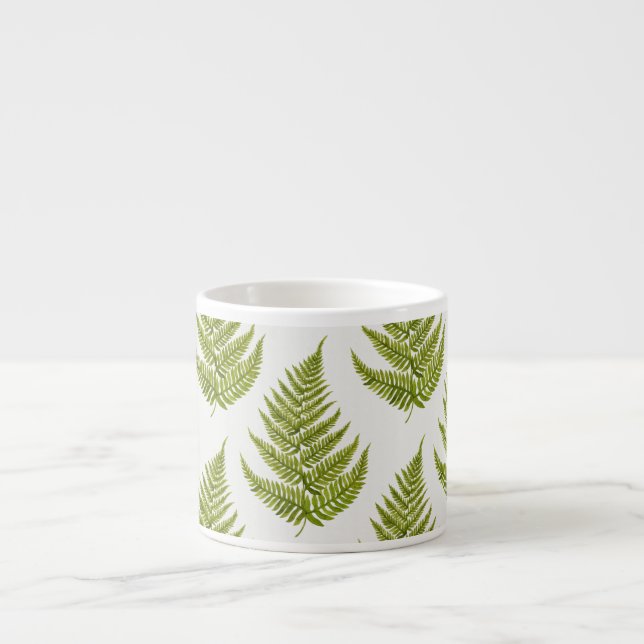 Watercolor Fern Pattern Espresso Cup (Front)