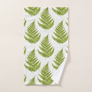 Watercolor fern pattern hand towel