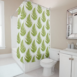 Watercolor fern pattern shower curtain