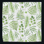 Watercolor Ferns and Eucalyptus Pattern Bandana<br><div class="desc">Add a greenery accent to your outfit or your dog's with this whimsical bandana. It features watercolor illustrations of green ferms and eucalyptus pattern. This greenery blanket will be perfect as a gift. Matching items are available.</div>