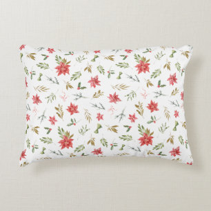 Watercolor Festive Christmas Pattern  Decorative Cushion