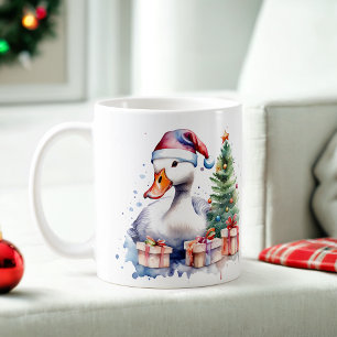 Watercolor Festive Goose Christmas Mug