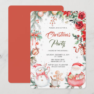 Watercolor Festive Modern Christmas Party Invitation