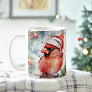 Watercolor Festive Northern Cardinal Christmas Mug