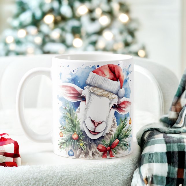Watercolor Festive Sheep Christmas Mug (Creator Uploaded)