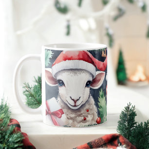 Watercolor Festive Sheep Christmas Mug
