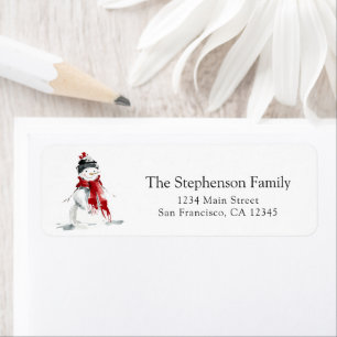 Watercolor Festive Snowman Return Address Label