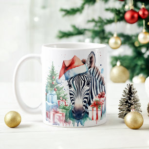 Watercolor Festive Zebra Christmas Mug