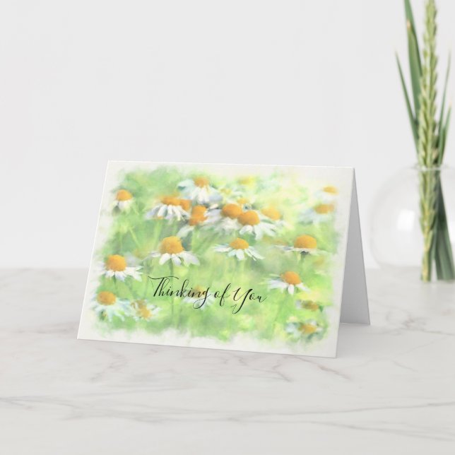 Watercolor Field Daisies Thinking of You Sympathy Card (Front)