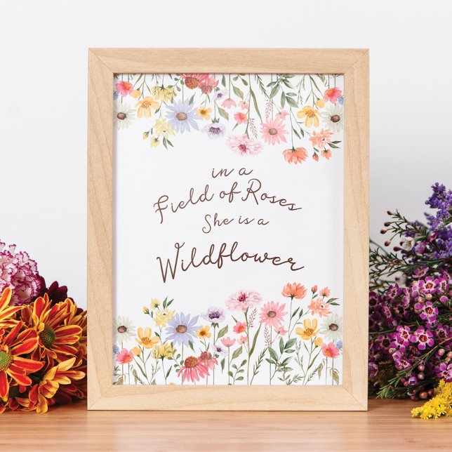 Watercolor Field of Roses She is a Wildflower  Poster (Watercolor Field of Roses She is a Wildflower Poster)
