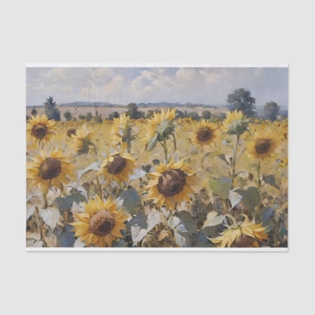Watercolor Field of Sunflowers Decoupage Tissue Paper (Front)