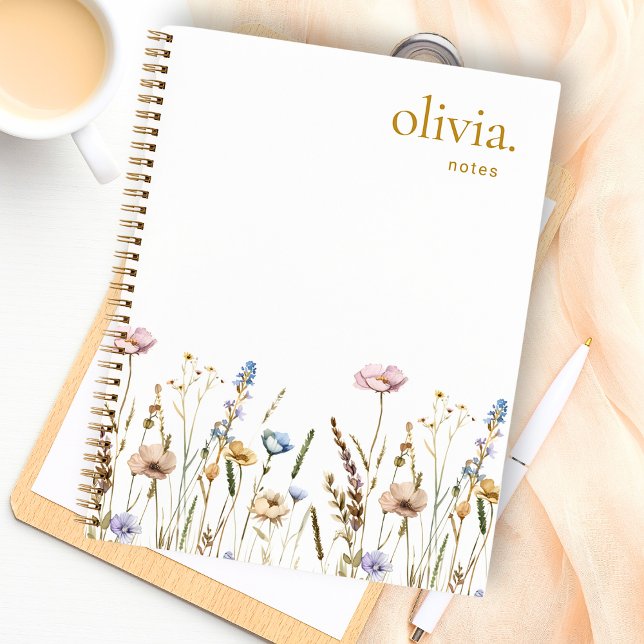Watercolor Field Wildflowers Foliage Notes Notebook (Creator Uploaded)