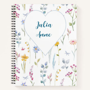 Watercolor Field Wildflowers Spiral Notebook